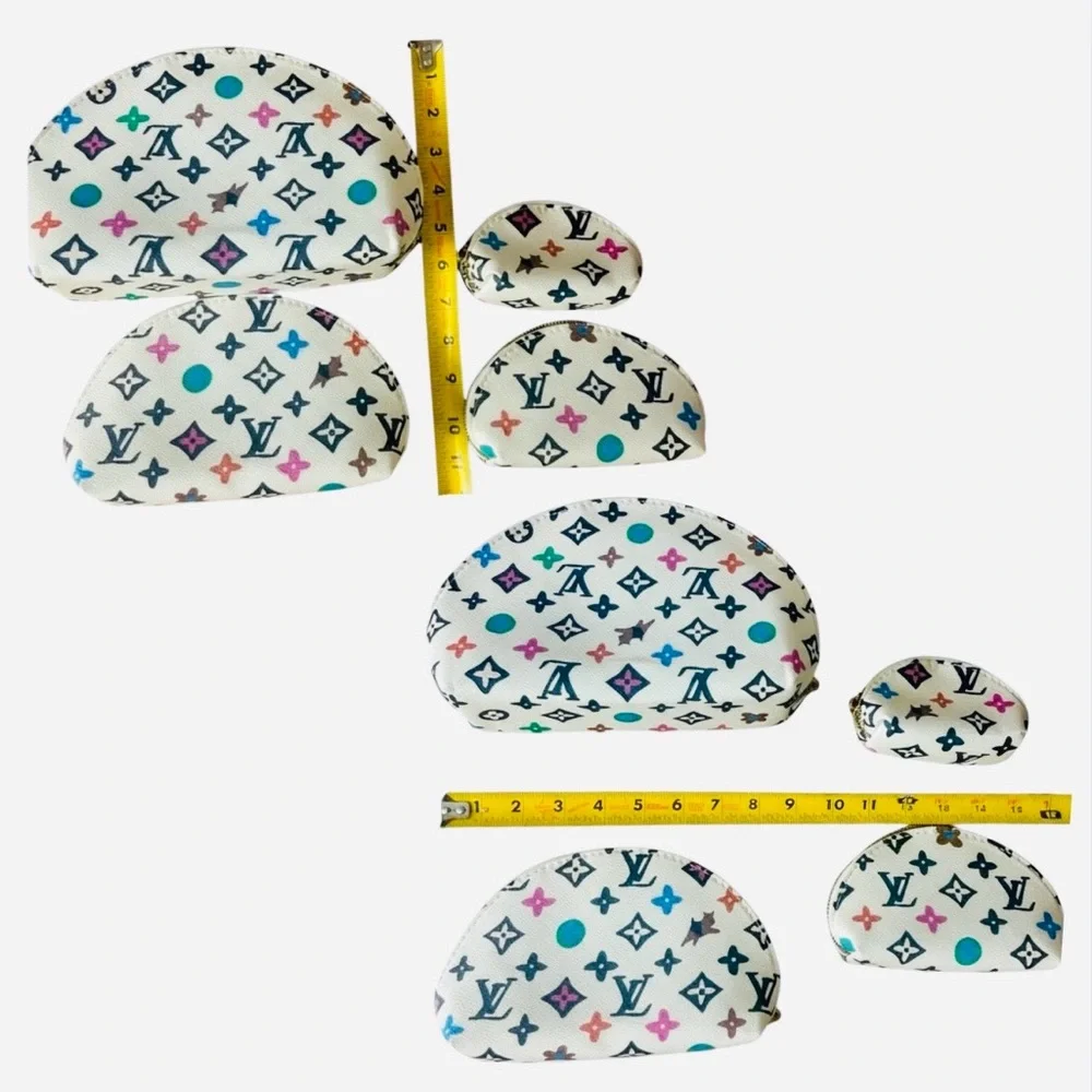 COSMETICS POUCH SET: 4 Piece: White, Pink, Blue, & Turquoise, NWOT